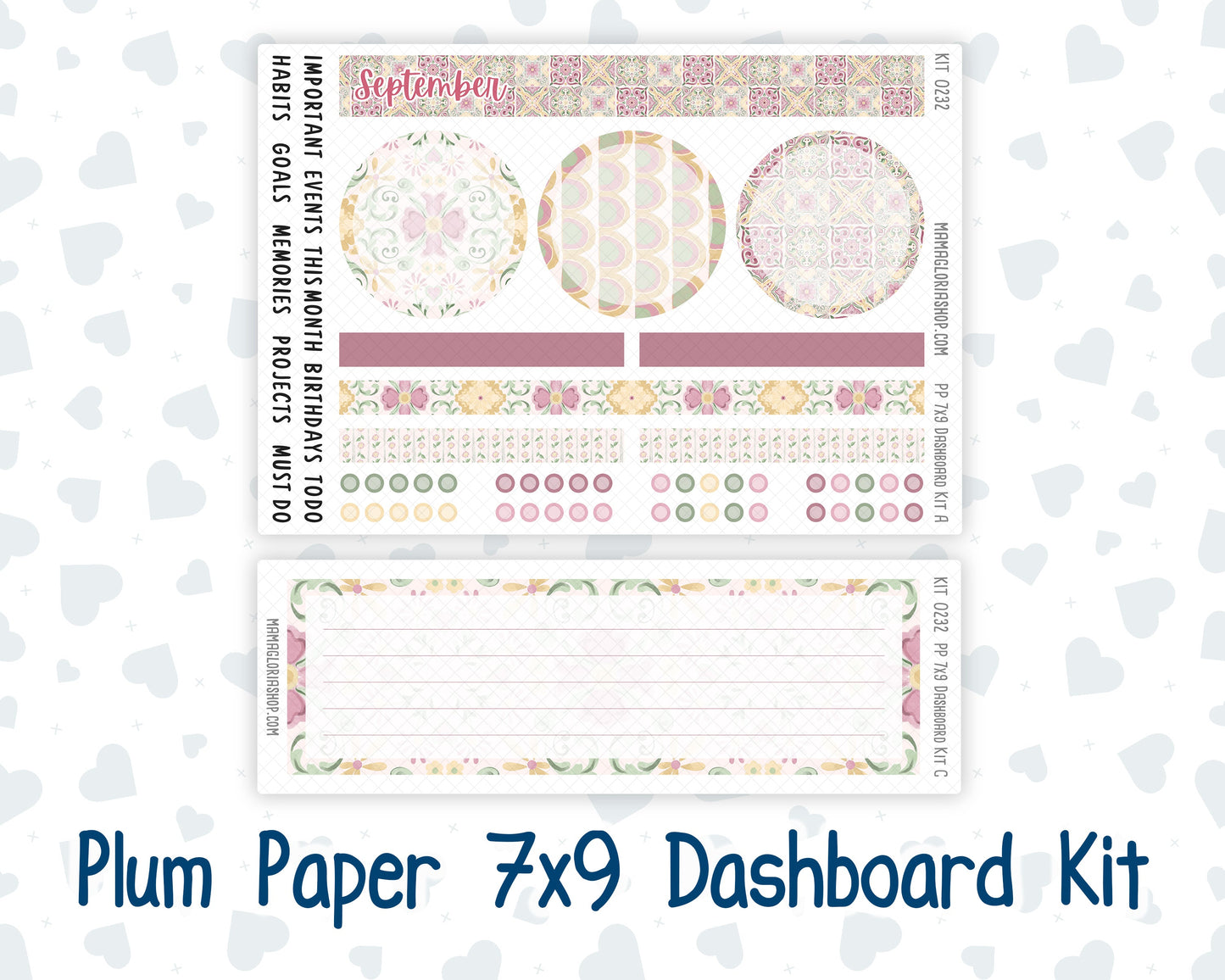 Kit 0232 - 7x9 - Plum Paper - Dashboard Kit - September - Heirloom Garden