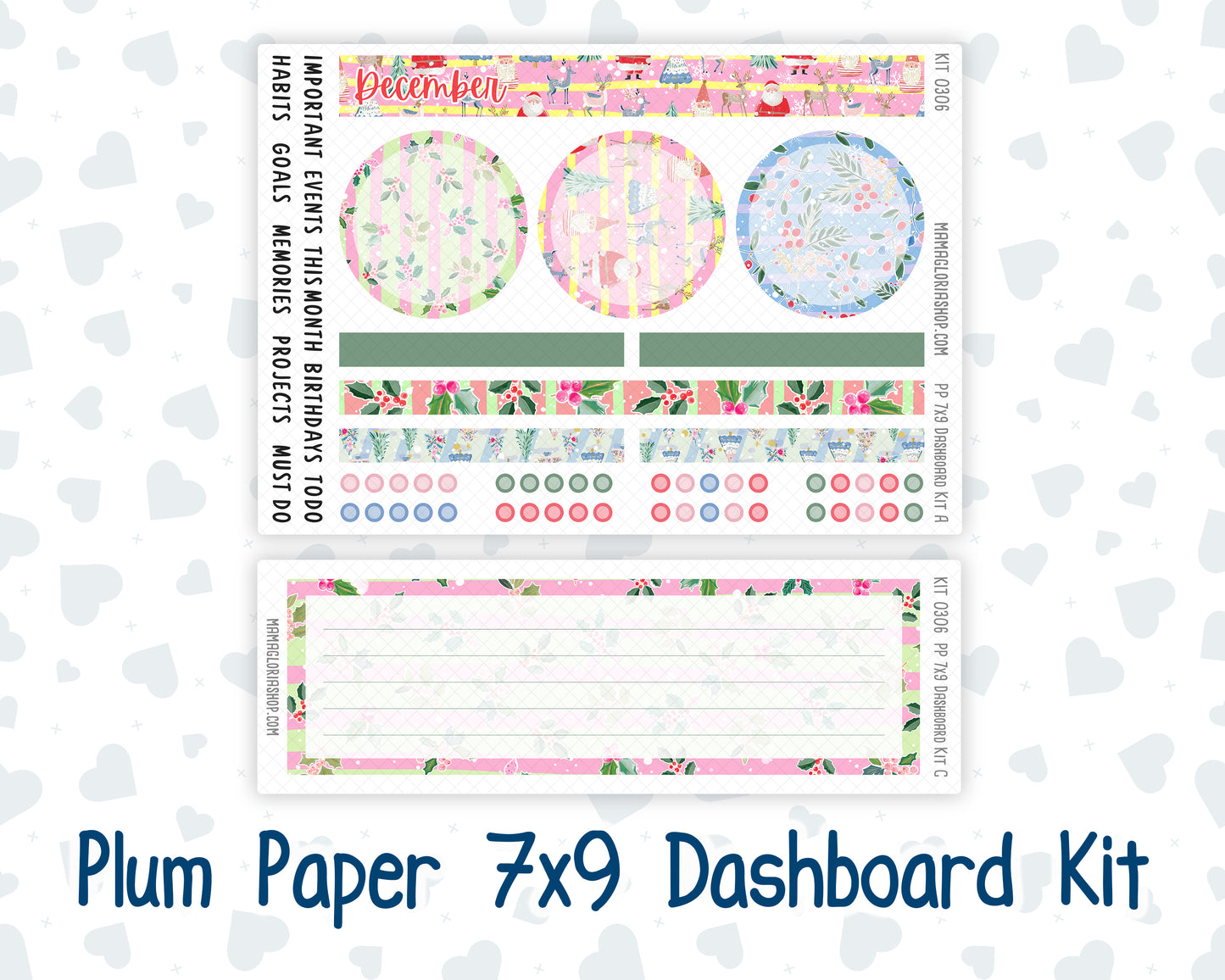 Kit 0306 - 7x9 - Plum Paper - Dashboard Kit - December - Jolly Mischief