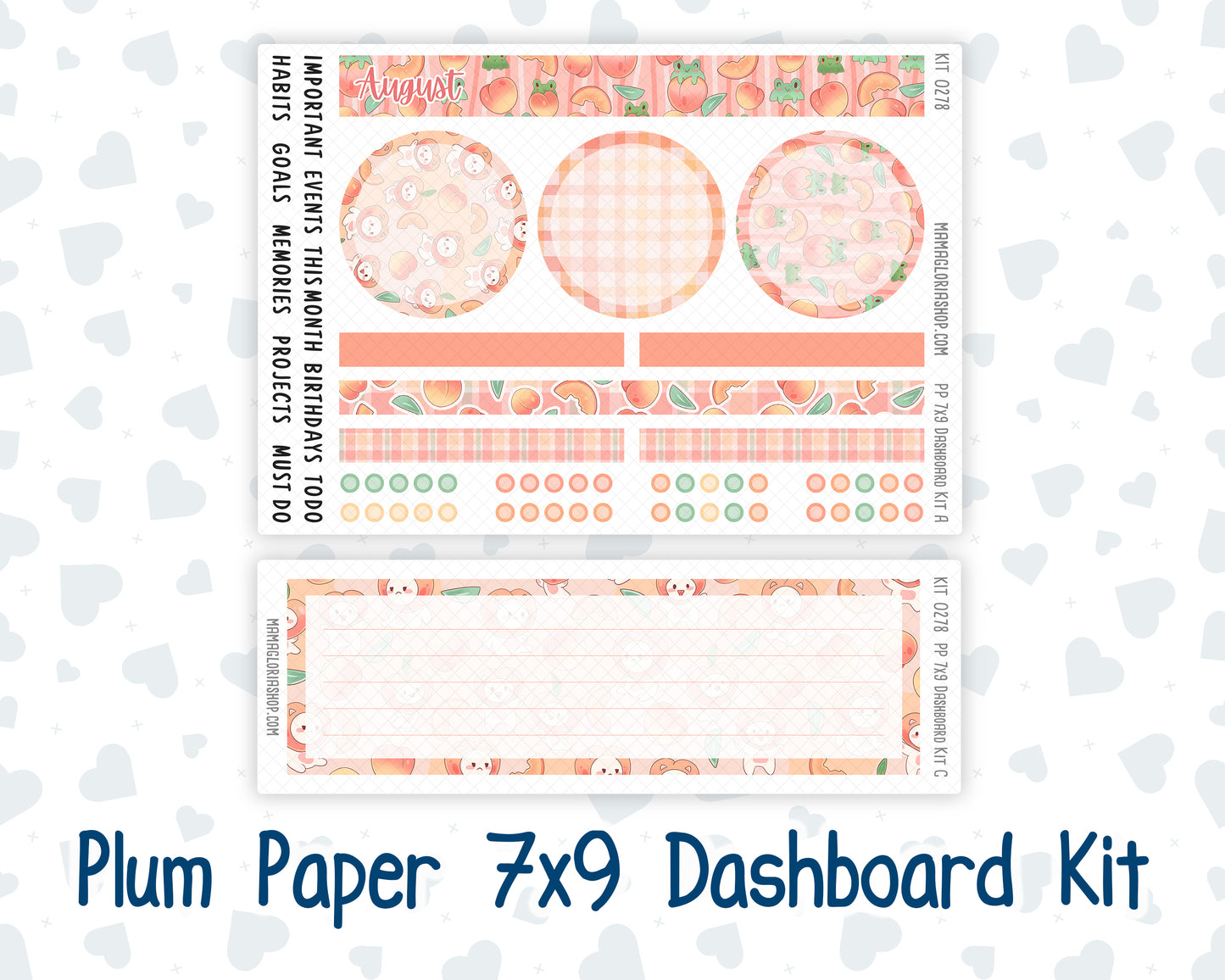 Kit 0278 - 7x9 - Plum Paper - Dashboard Kit - August - Oops, All Peaches