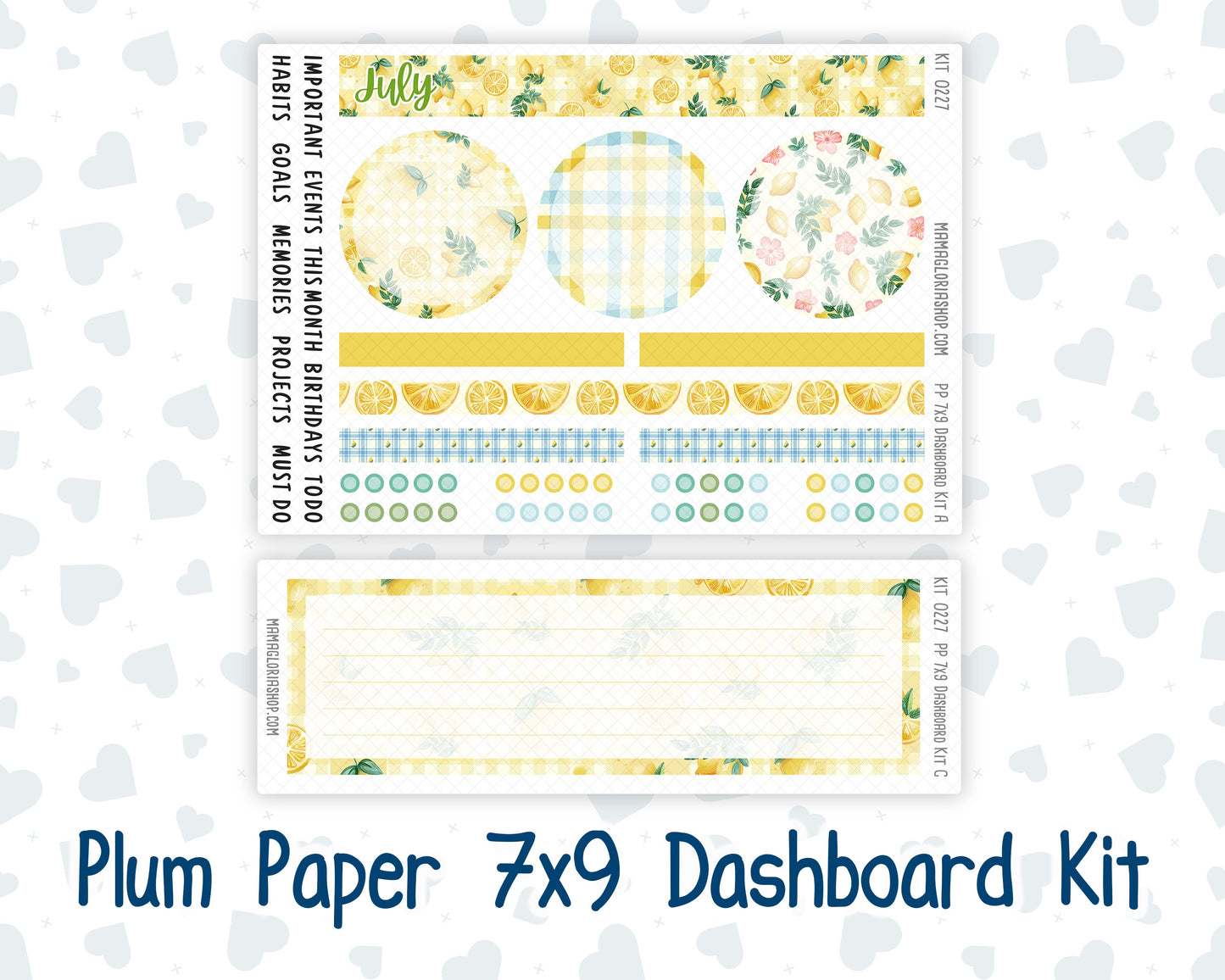 Kit 0227 - 7x9 - Plum Paper - Dashboard Kit - July - Lemon Grove