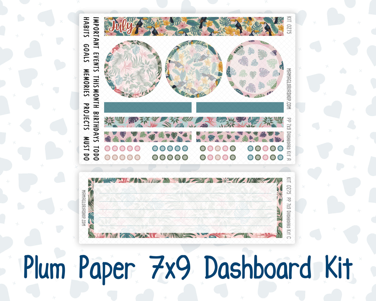 Kit 0275 - 7x9 - Plum Paper - Dashboard Kit - July - Tropical Safari Blush