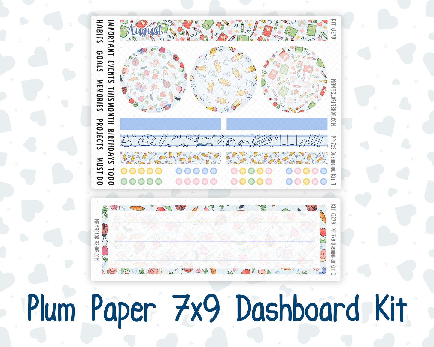 Kit 0279 - 7x9 - Plum Paper - Dashboard Kit - August - Not Ready For School