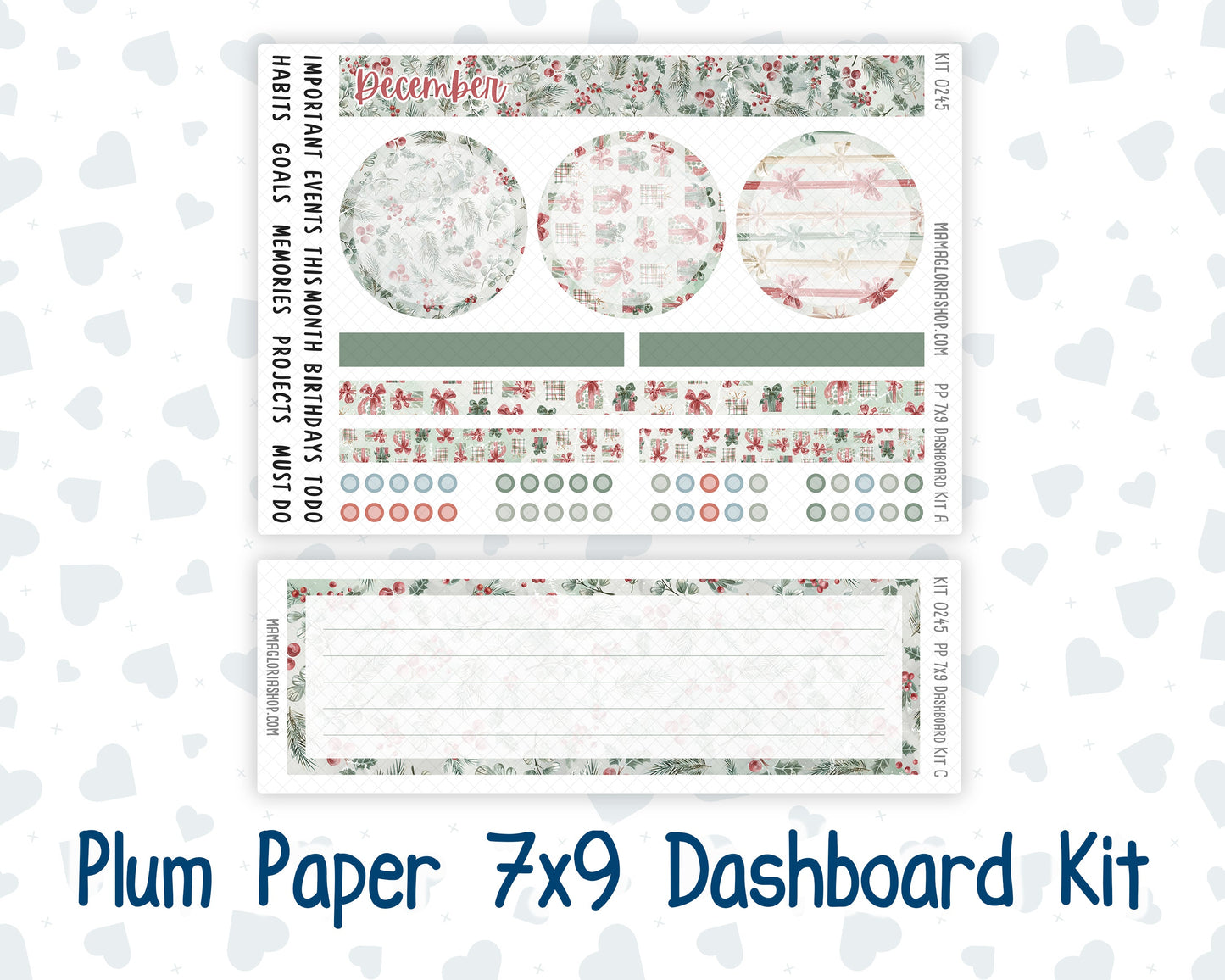 Kit 0245 - 7x9 - Plum Paper - Dashboard Kit - December - Vintage Christmas