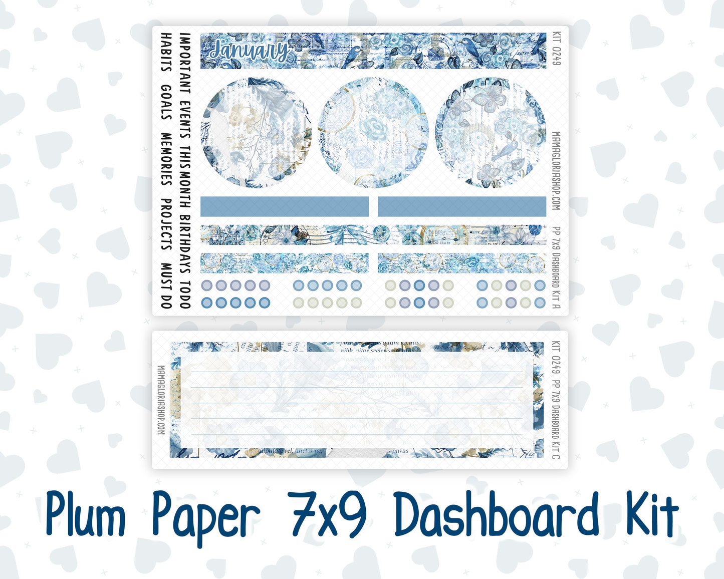 Kit 0249 - 7x9 - Plum Paper - Dashboard Kit - January - Icy Lace