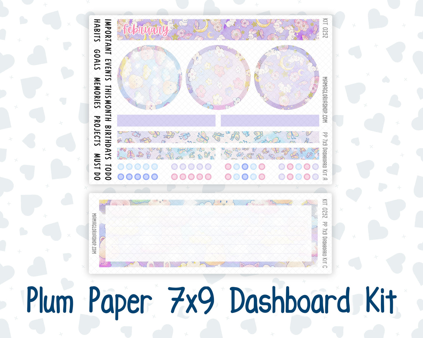 Kit 0252 - 7x9 - Plum Paper - Dashboard Kit - February - Tokyo Candy Cloud
