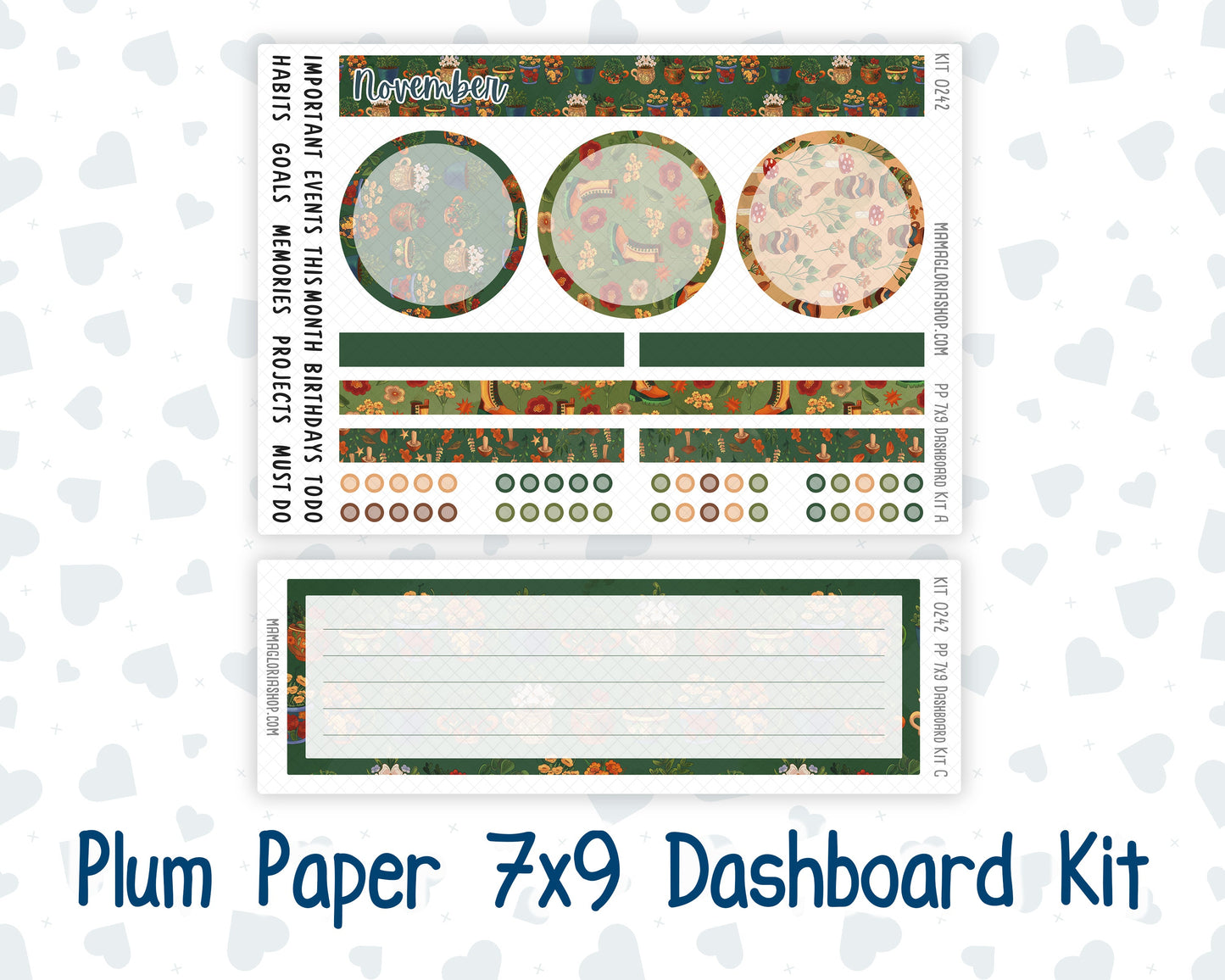 Kit 0242 - 7x9 - Plum Paper - Dashboard Kit - November - Cottage Autumn