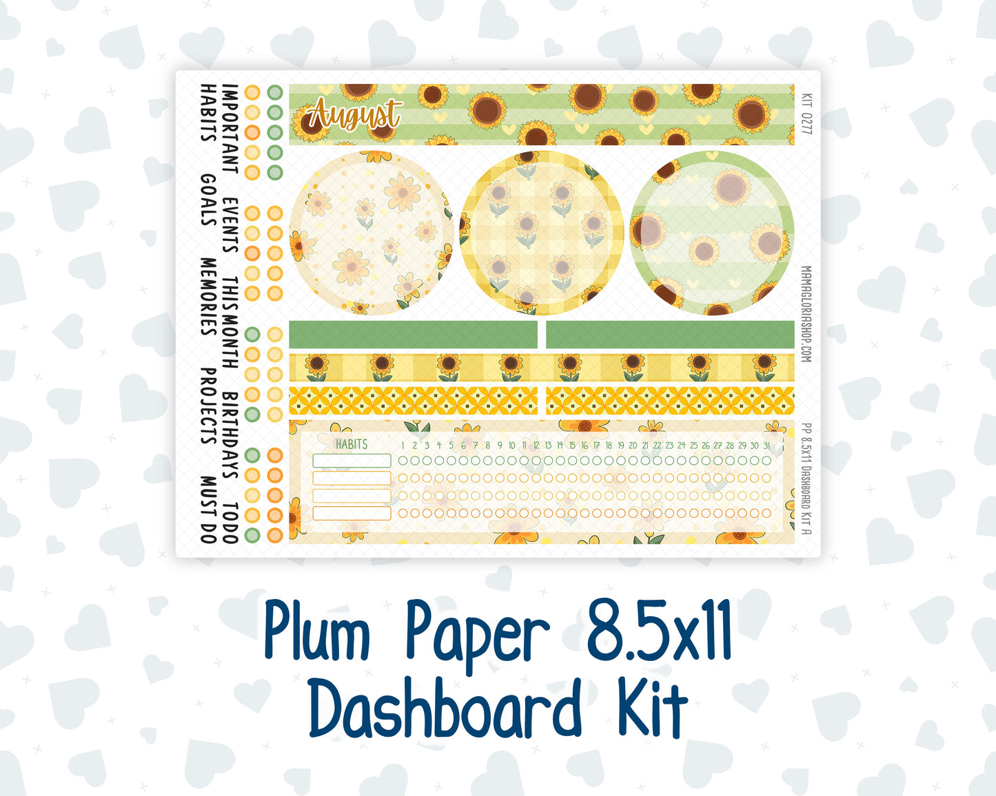 Kit 0277 - 8.5x11 - Plum Paper - Dashboard Kit - August - Sunflower Drama Club