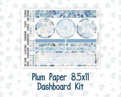 Kit 0249 - 8.5x11 - Plum Paper - Dashboard Kit - January - Icy Lace