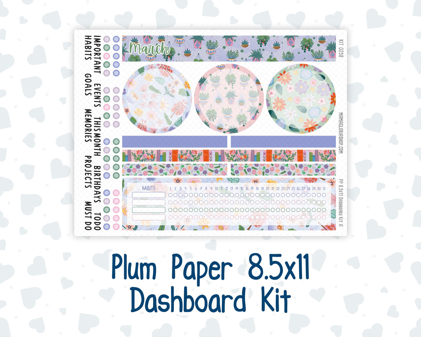 Kit 0258 - 8.5x11 - Plum Paper - Dashboard Kit - March - Plant Therapy