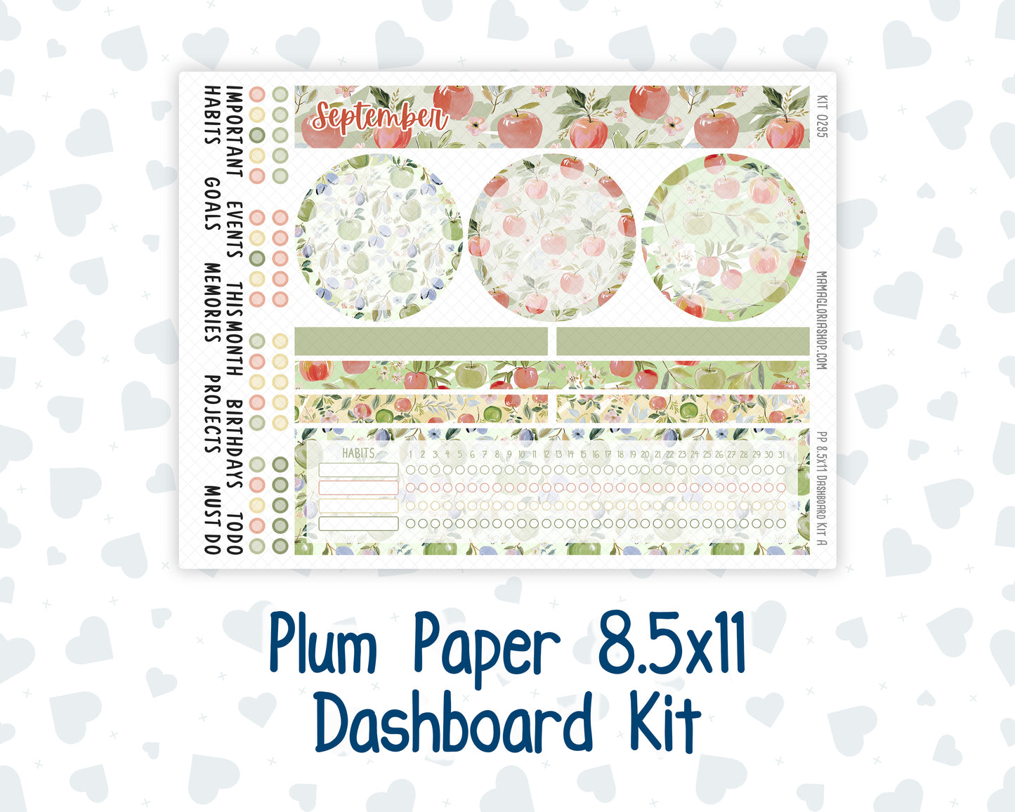 Kit 0295 - 8.5x11 - Plum Paper - Dashboard Kit - September - Apple Harvest