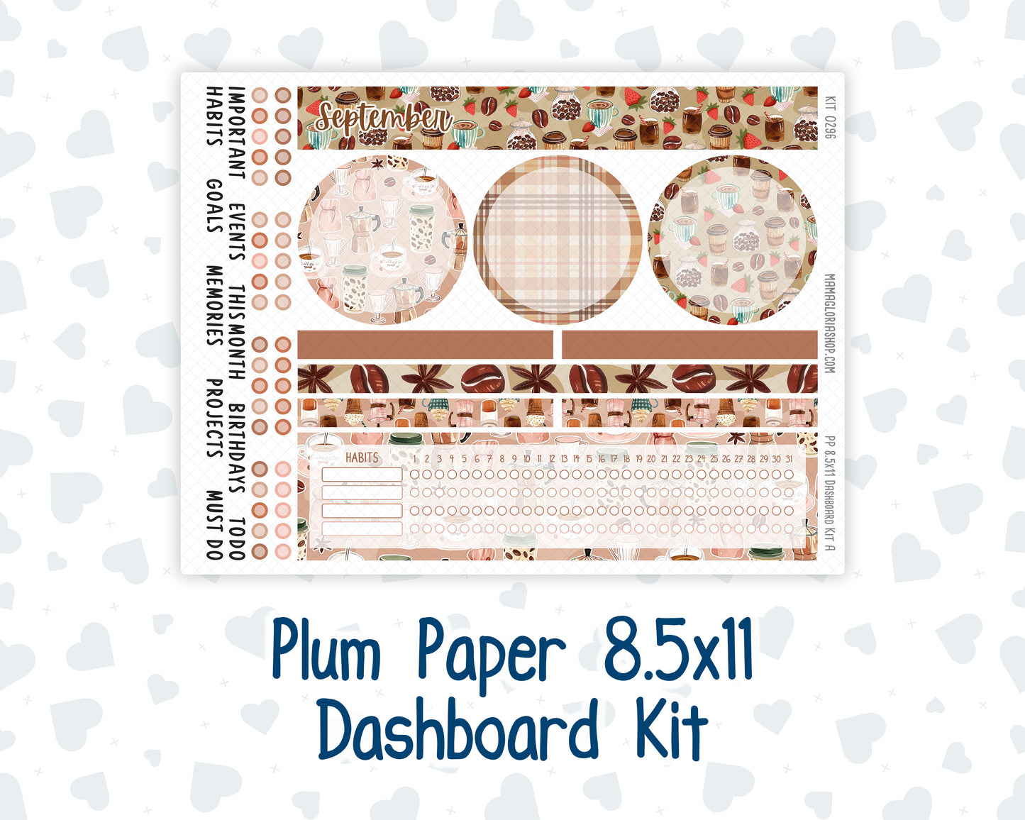 Kit 0296 - 8.5x11 - Plum Paper - Dashboard Kit - September - Coffee Break