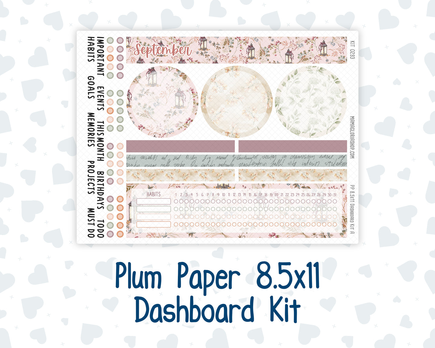 Kit 0293 - 8.5x11 - Plum Paper - Dashboard Kit - September - Fleur de Provence