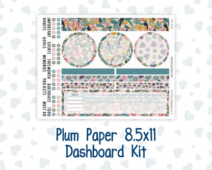 Kit 0275 - 8.5x11 - Plum Paper - Dashboard Kit - July - Tropical Safari Blush
