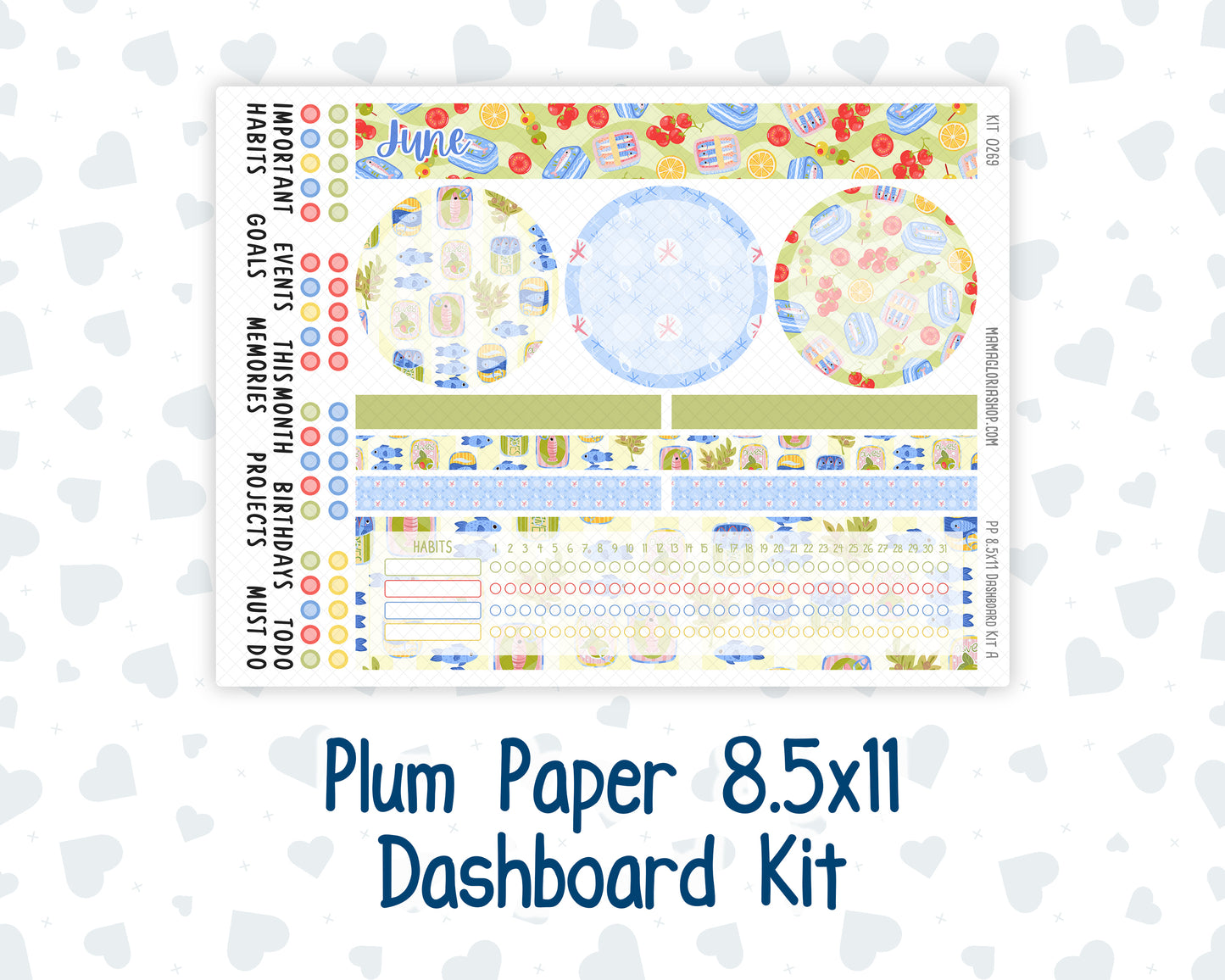 Kit 0269 - 8.5x11 - Plum Paper - Dashboard Kit - June - Dolce Mare
