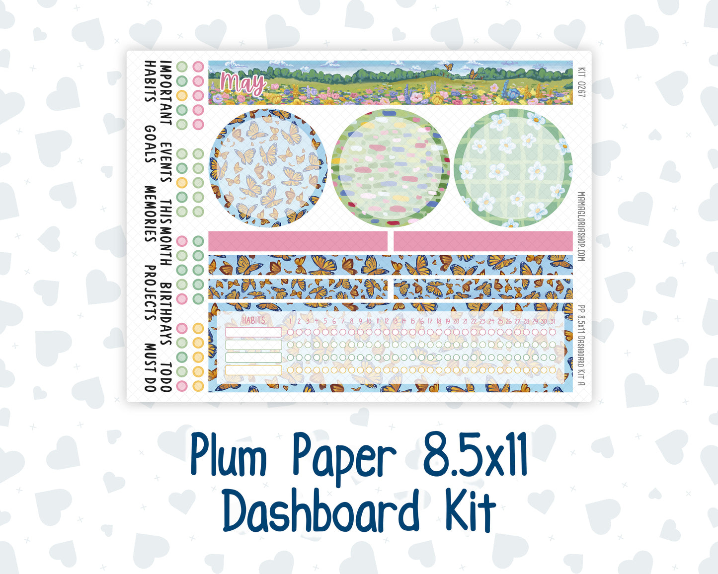 Kit 0267 - 8.5x11 - Plum Paper - Dashboard Kit - May - Flowers For Mama