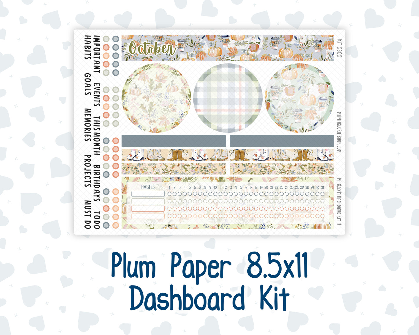 Kit 0300 - 8.5x11 - Plum Paper - Dashboard Kit - October - Autumn Stroll