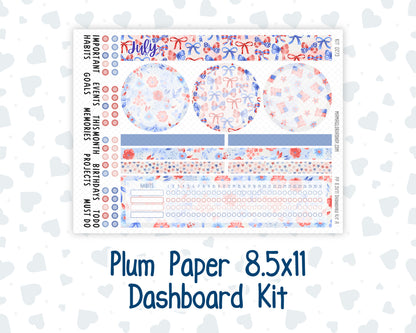 Kit 0273 - 8.5x11 - Plum Paper - Dashboard Kit - July - Americana In Bloom