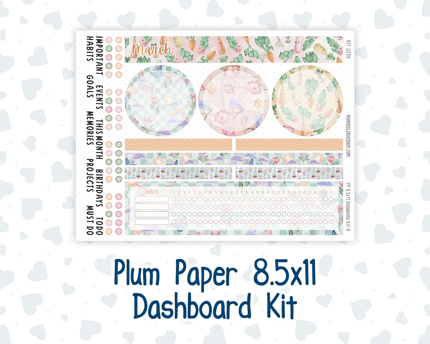 Kit 0259 - 8.5x11 - Plum Paper - Dashboard Kit - March - Spring Garden Chores
