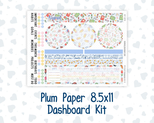 Kit 0279 - 8.5x11 - Plum Paper - Dashboard Kit - August - Not Ready For School