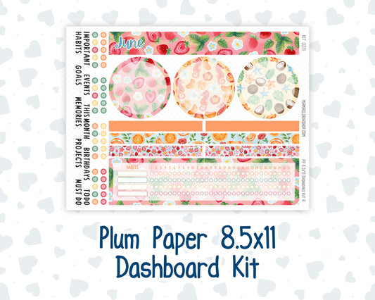 Kit 0271 - 8.5x11 - Plum Paper - Dashboard Kit - June - Strawberry Shore
