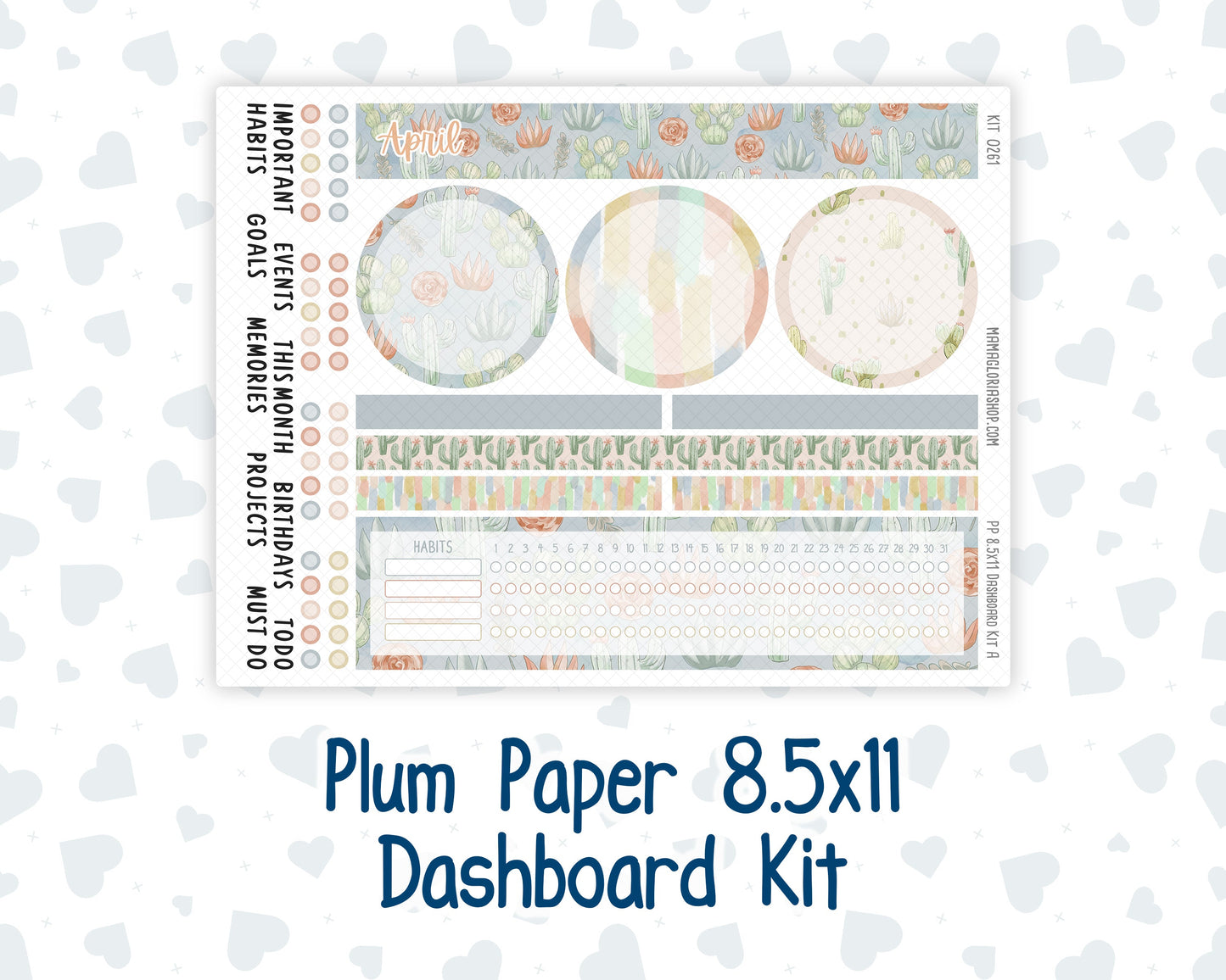 Kit 0261 - 8.5x11 - Plum Paper - Dashboard Kit - April - Llama Spring