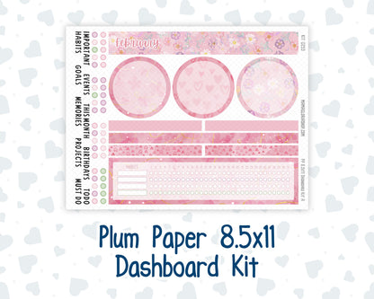 Kit 0253 - 8.5x11 - Plum Paper - Dashboard Kit - February - Rosy Daydreams