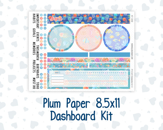 Kit 0268 - 8.5x11 - Plum Paper - Dashboard Kit - June - Sea Sweeties