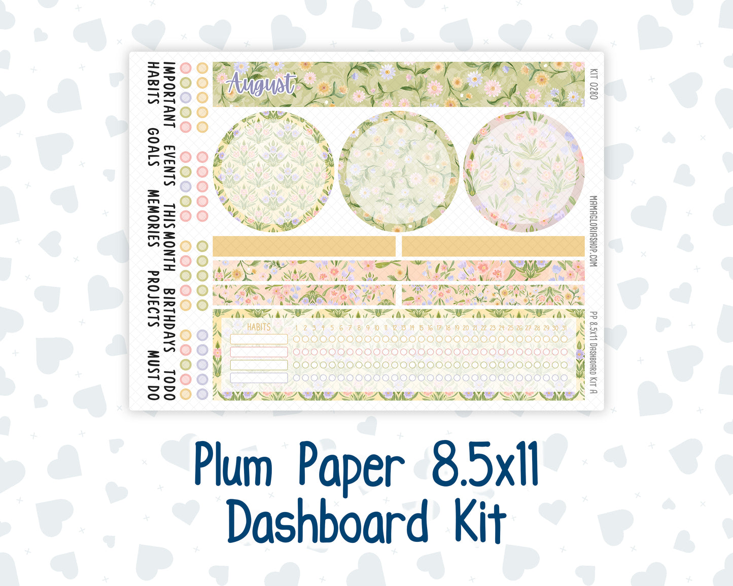 Kit 0280 - 8.5x11 - Plum Paper - Dashboard Kit - Half Past Six In August