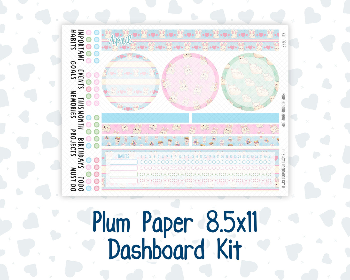 Kit 0262 - 8.5x11 - Plum Paper - Dashboard Kit - April - Spring Puffs