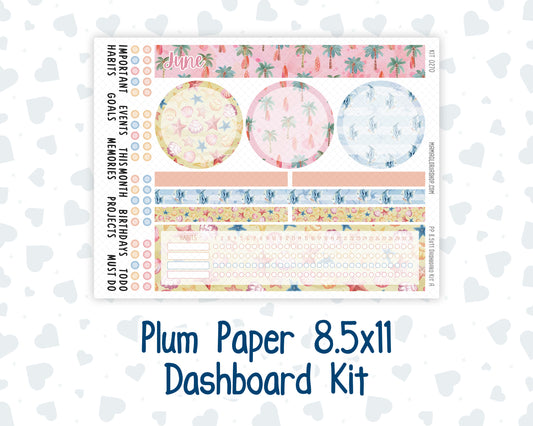 Kit 0270 - 8.5x11 - Plum Paper - Dashboard Kit - June - Beachside Bliss