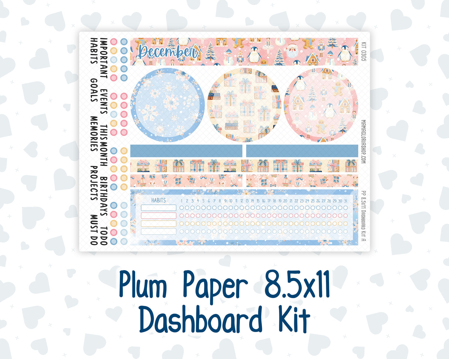 Kit 0305 - 8.5x11 - Plum Paper - Dashboard Kit - December - Sugarplum Parade
