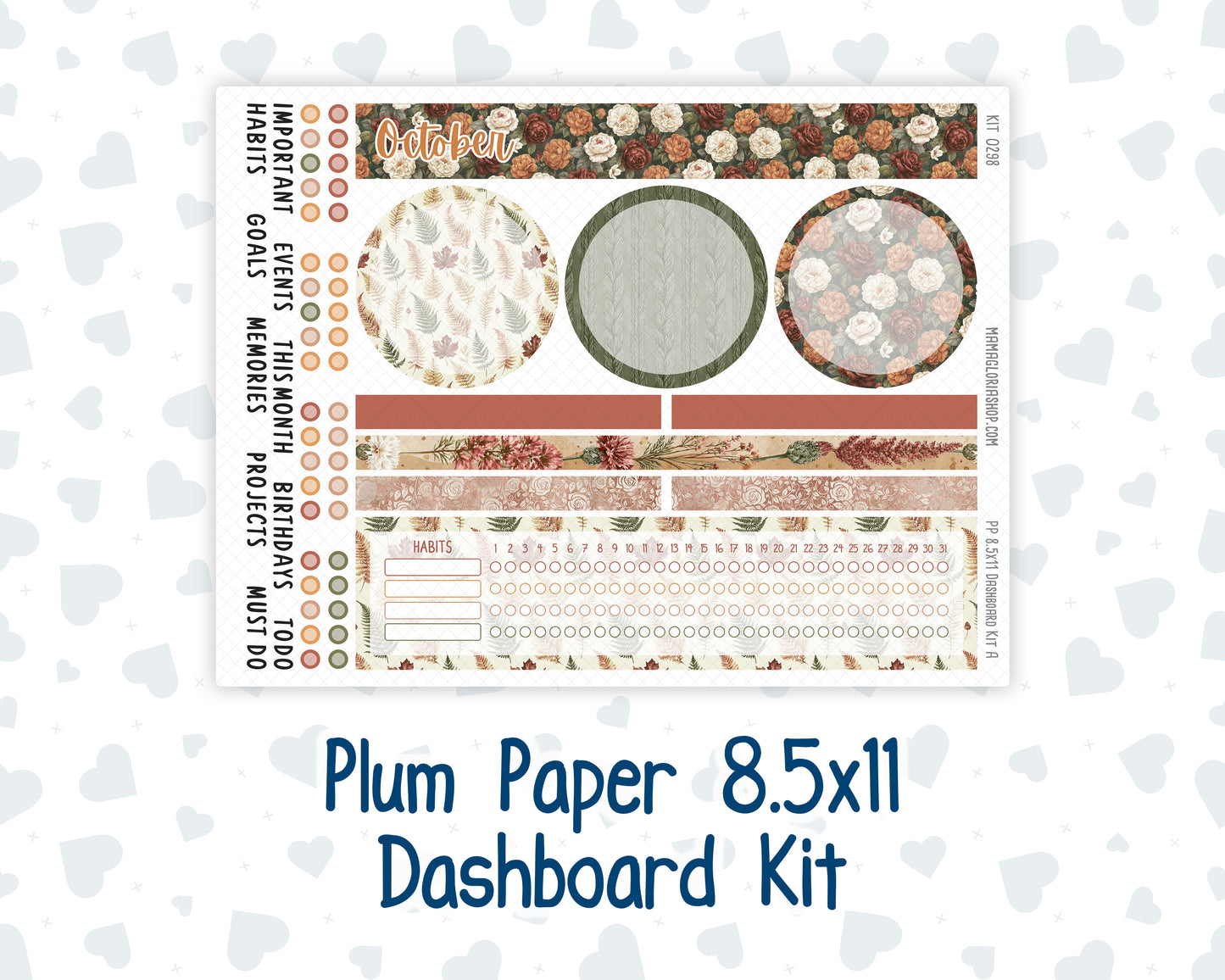 Kit 0298 - 8.5x11 - Plum Paper - Dashboard Kit - October - Velvet Bloom