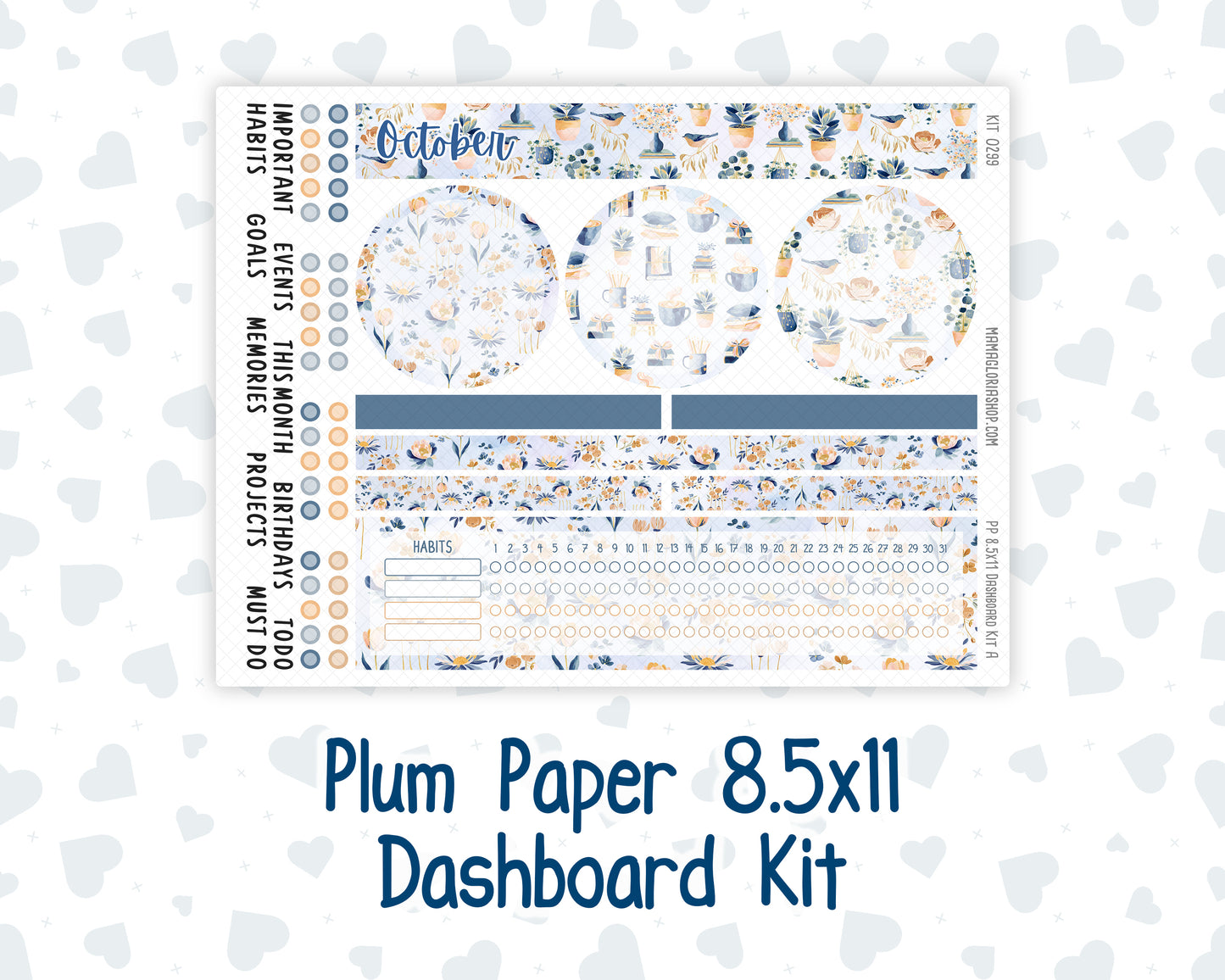 Kit 0299 - 8.5x11 - Plum Paper - Dashboard Kit - October - Book Nook