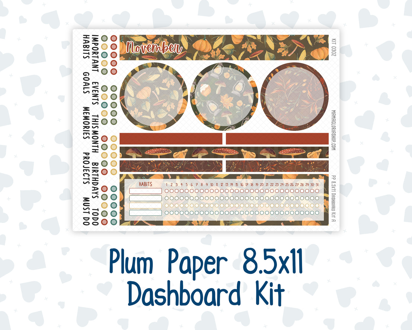 Kit 0302 - 8.5x11 - Plum Paper - Dashboard Kit - November - Thankful Season