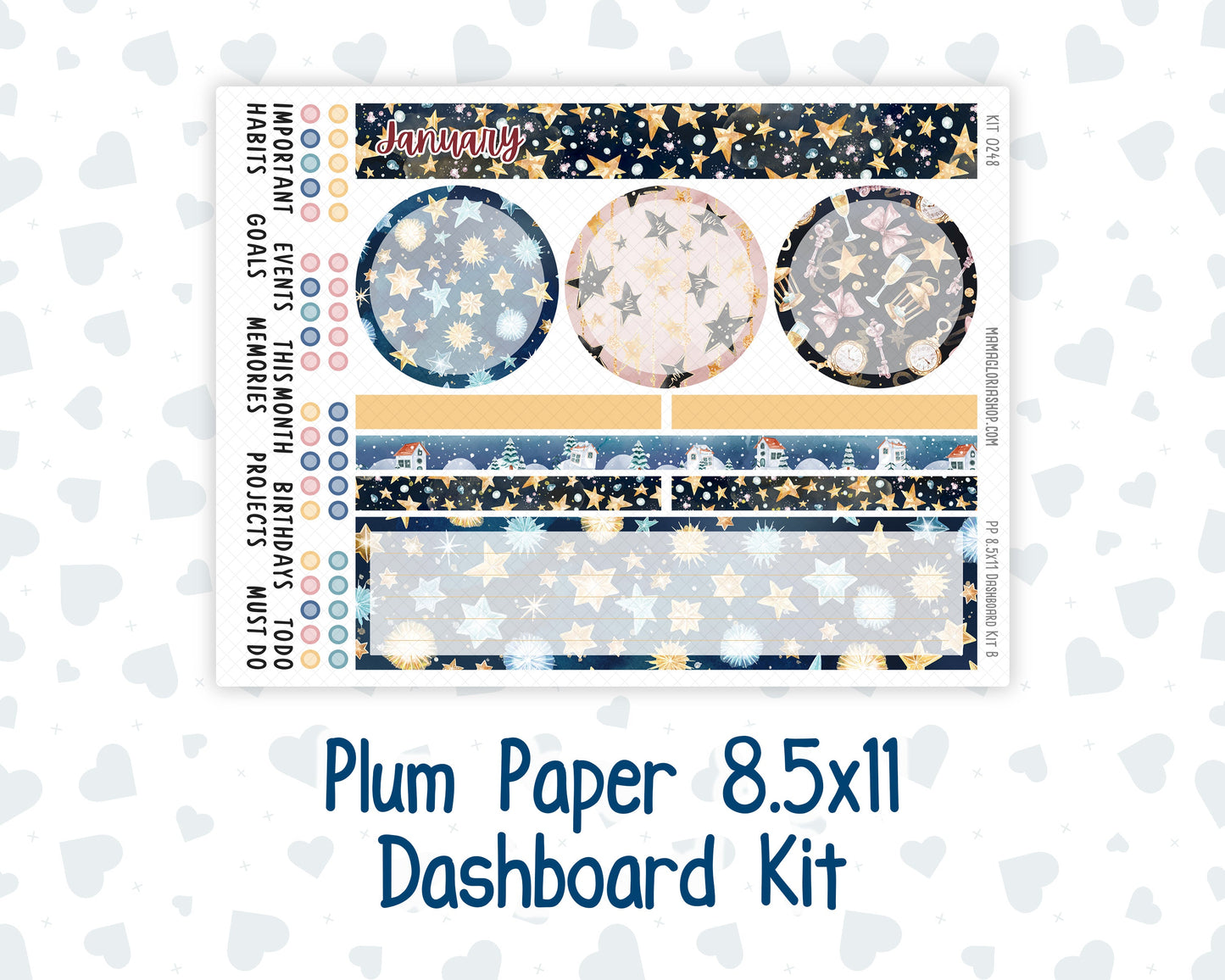 Kit 0248 - 8.5x11 - Plum Paper - Dashboard Kit - January - Midnight Countdown