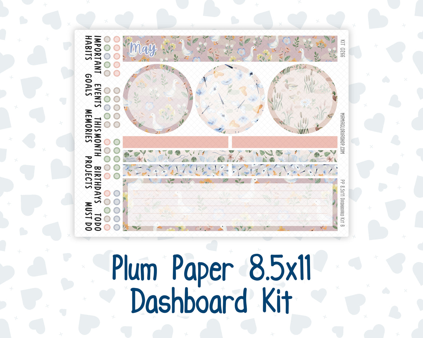 Kit 0266 - 8.5x11 - Plum Paper - Dashboard Kit - May - Froggy Lake Picnic