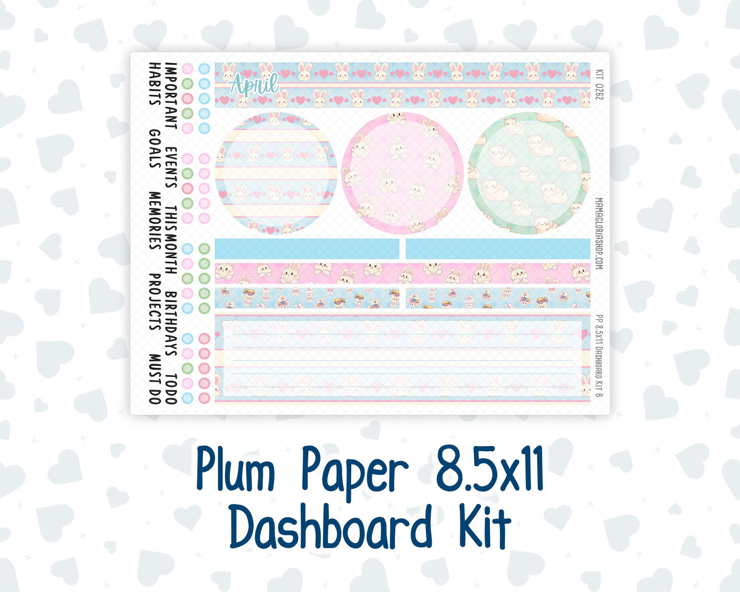 Kit 0262 - 8.5x11 - Plum Paper - Dashboard Kit - April - Spring Puffs