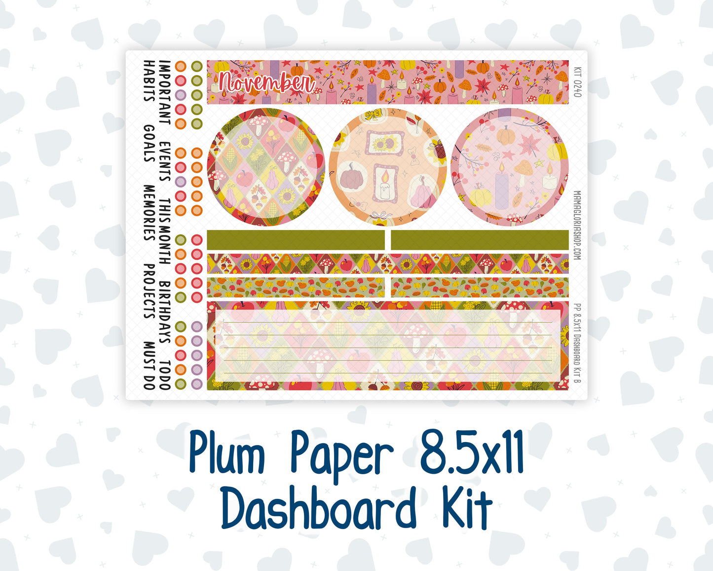 Kit 0240 - 8.5x11 - Plum Paper - Dashboard Kit - November - Cozy Thanksgiving