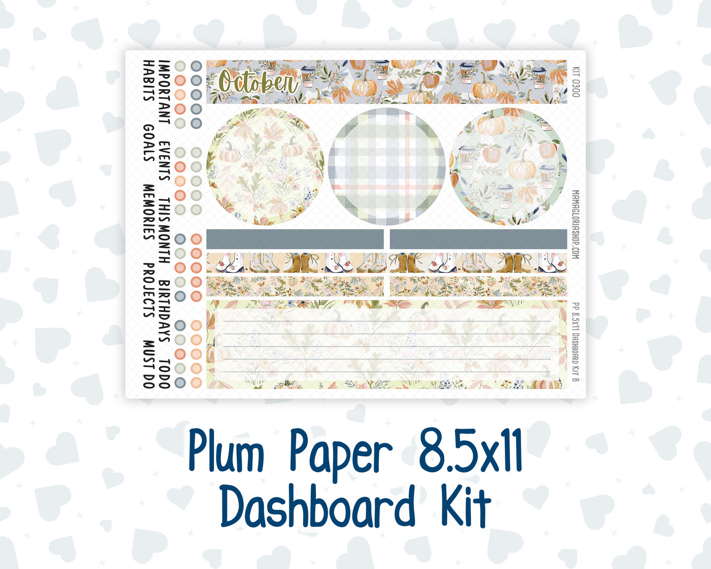 Kit 0300 - 8.5x11 - Plum Paper - Dashboard Kit - October - Autumn Stroll