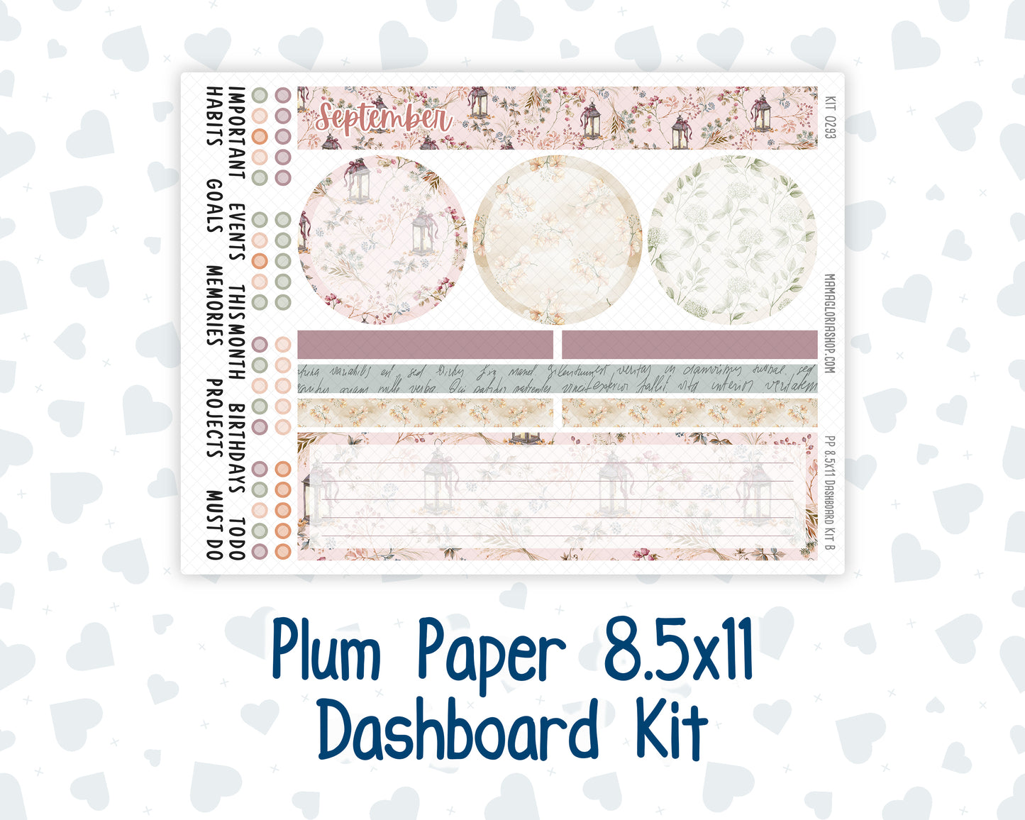 Kit 0293 - 8.5x11 - Plum Paper - Dashboard Kit - September - Fleur de Provence