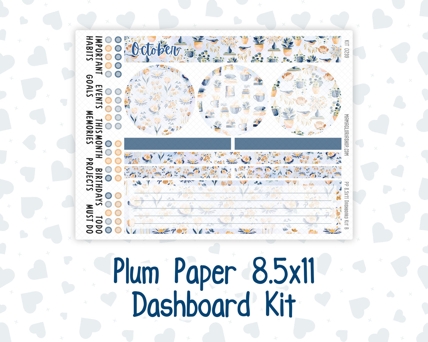Kit 0299 - 8.5x11 - Plum Paper - Dashboard Kit - October - Book Nook