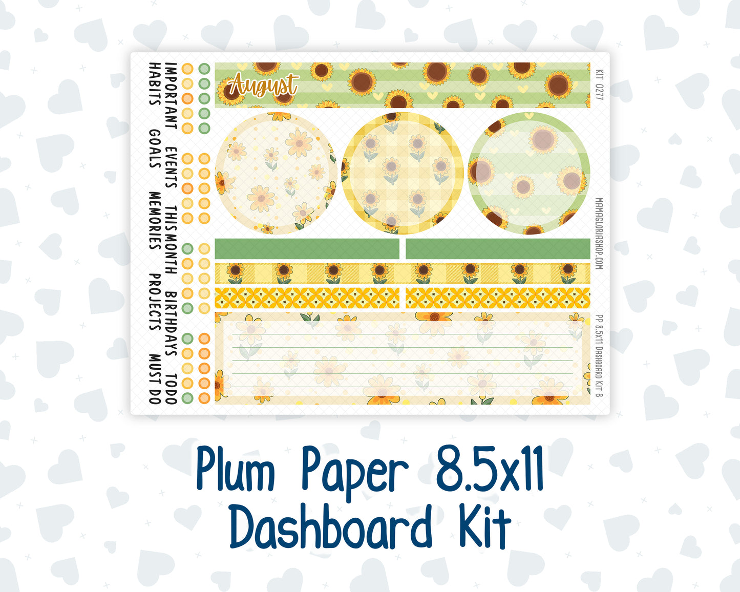 Kit 0277 - 8.5x11 - Plum Paper - Dashboard Kit - August - Sunflower Drama Club