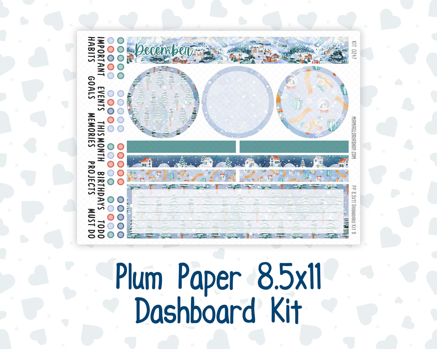 Kit 0247 - 8.5x11 - Plum Paper - Dashboard Kit - December - Snow Day Adventures