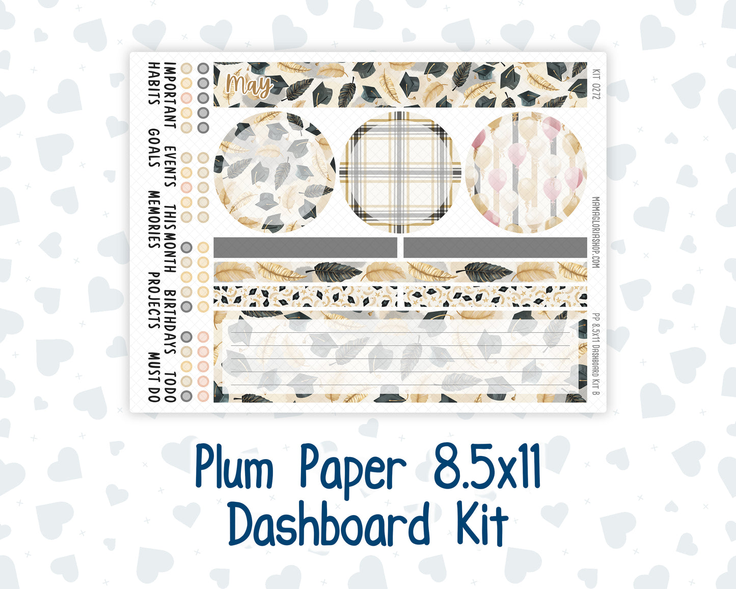 Kit 0272 - 8.5x11 - Plum Paper - Dashboard Kit - May - Graduation