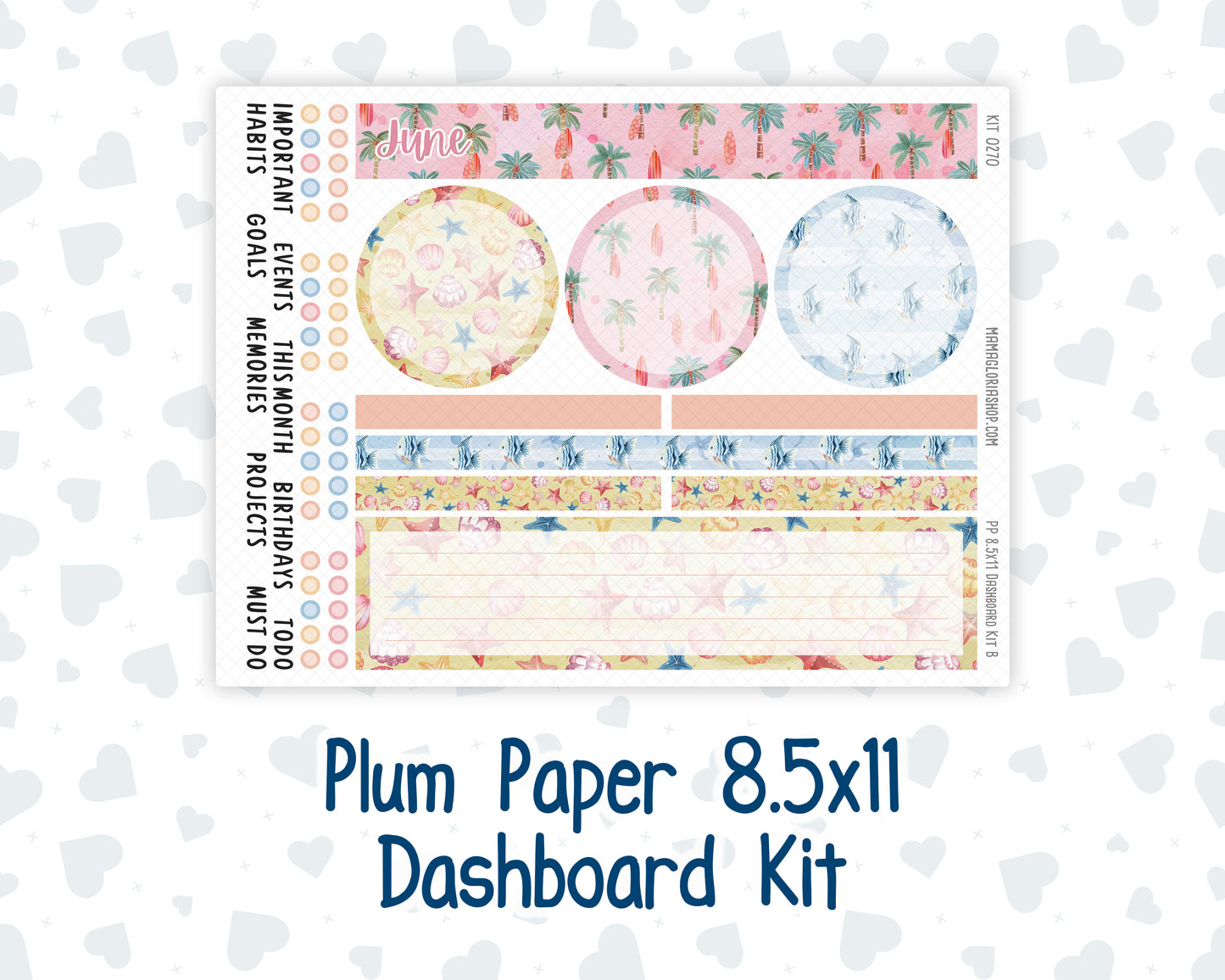 Kit 0270 - 8.5x11 - Plum Paper - Dashboard Kit - June - Beachside Bliss