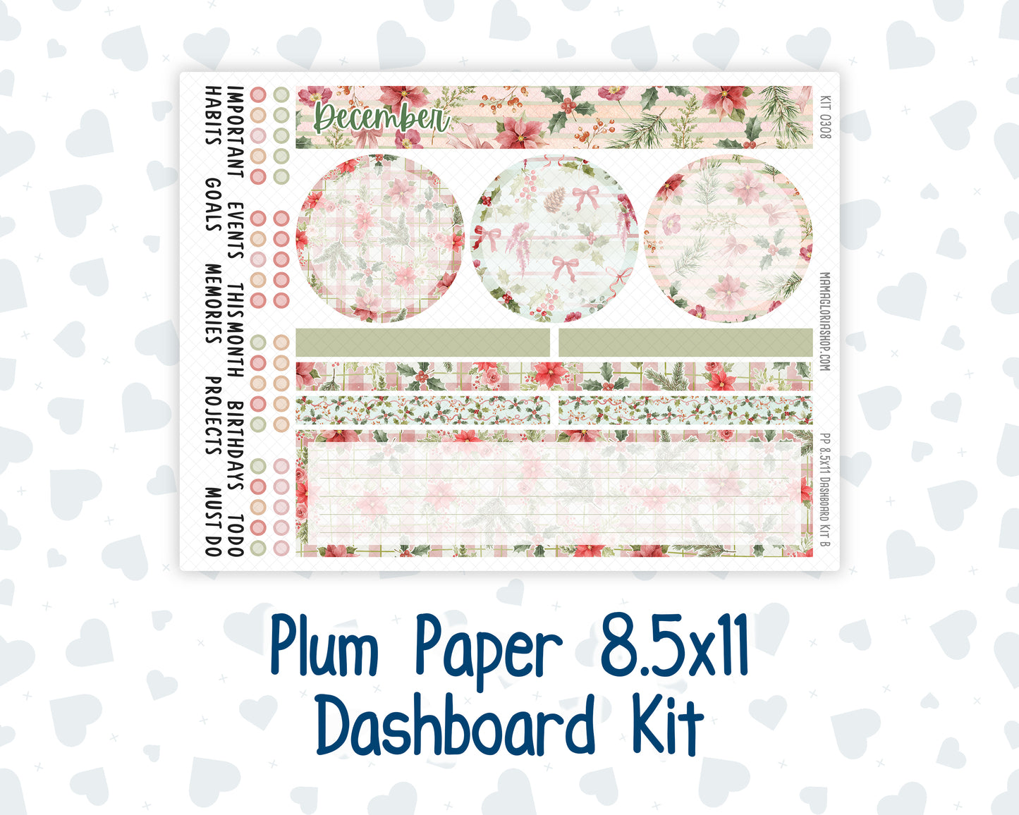 Kit 0308 - 8.5x11 - Plum Paper - Dashboard Kit - December - Knit & Holly