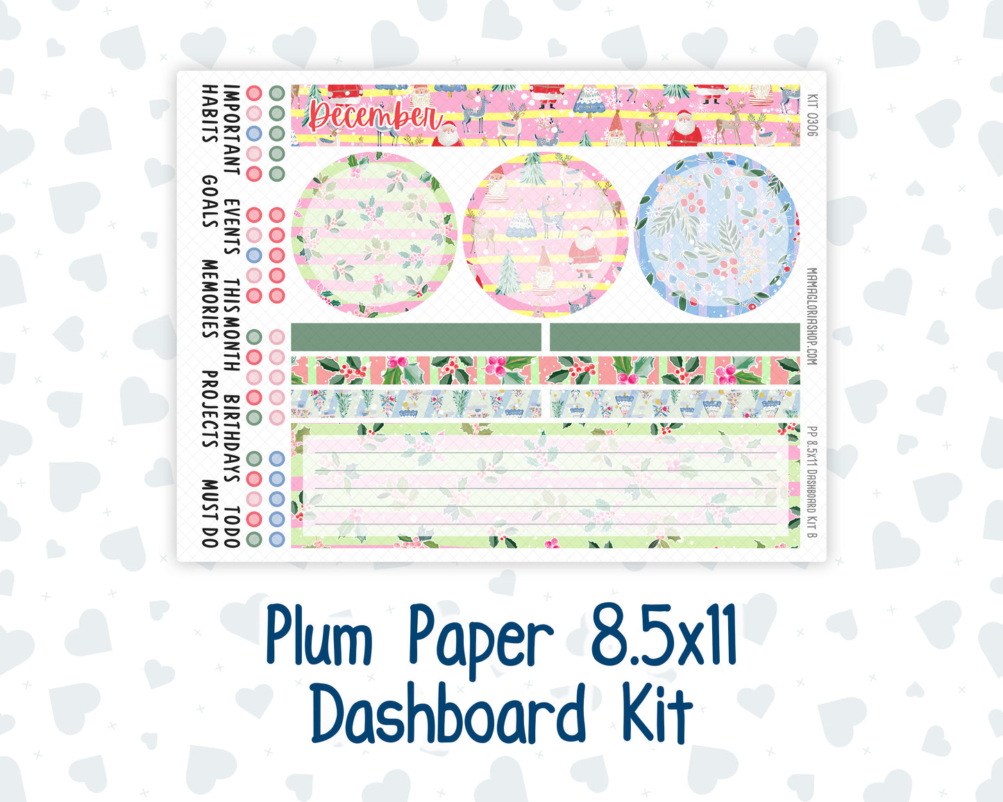 Kit 0306 - 8.5x11 - Plum Paper - Dashboard Kit - December - Jolly Mischief