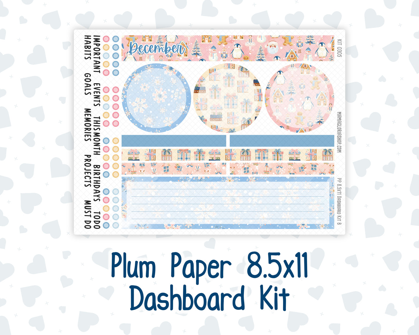 Kit 0305 - 8.5x11 - Plum Paper - Dashboard Kit - December - Sugarplum Parade