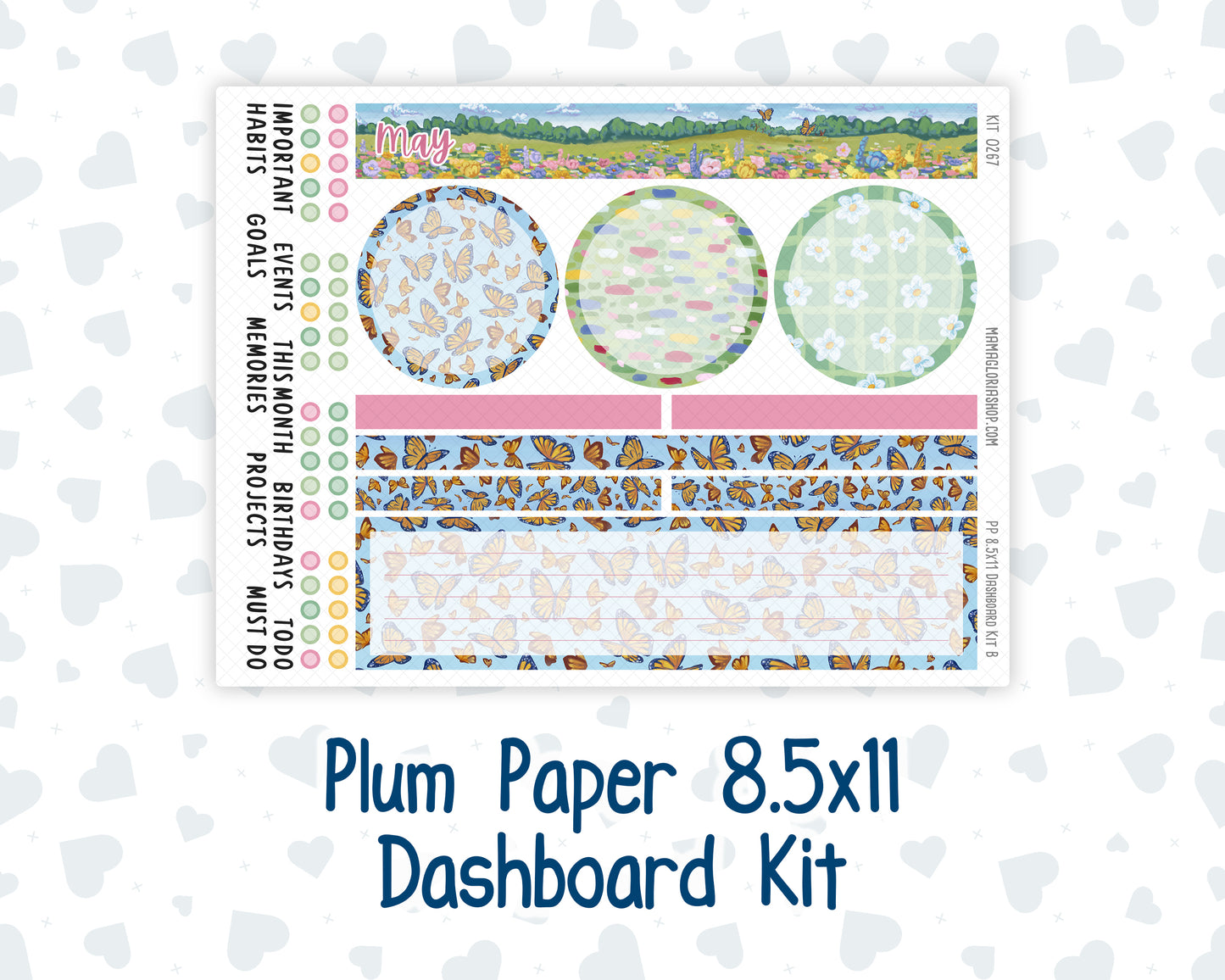 Kit 0267 - 8.5x11 - Plum Paper - Dashboard Kit - May - Flowers For Mama