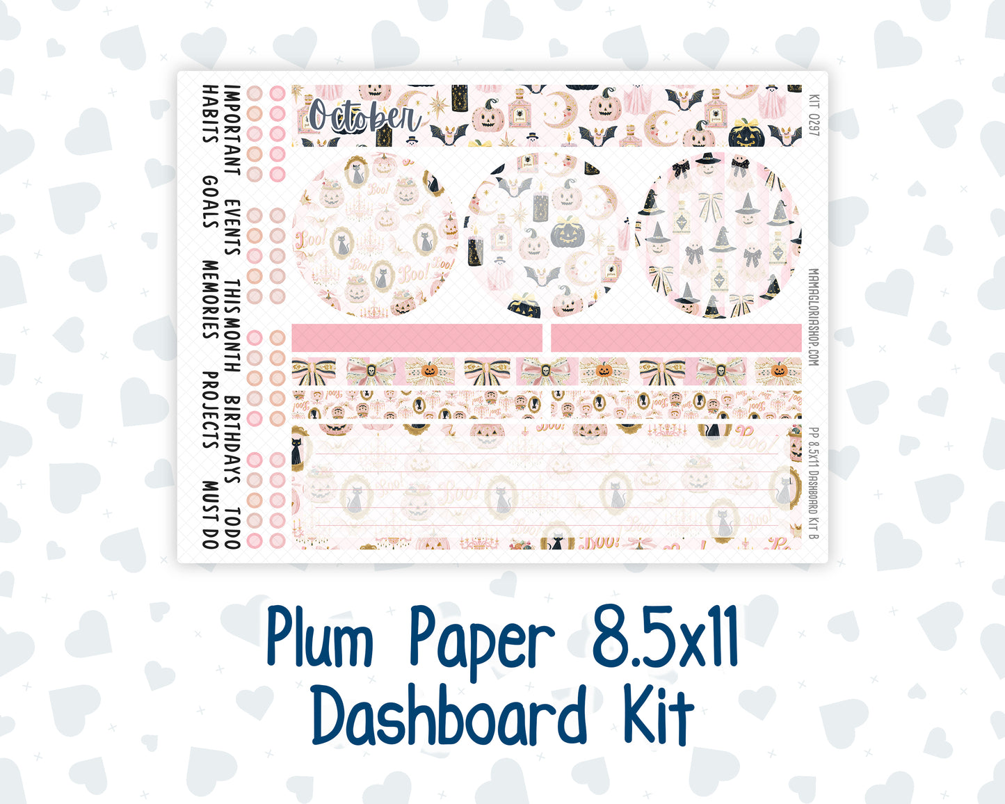 Kit 0297 - 8.5x11 - Plum Paper - Dashboard Kit - October - Pink Spell